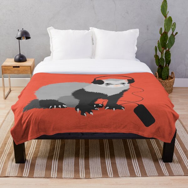 Funny Musical Ferret Throw Blanket