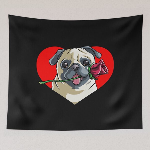 Item preview, Pug Heart With Flower designed and sold by Bendthetrend.