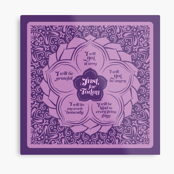 Reiki Principles - Reiki Precepts in Lotus Metal Print