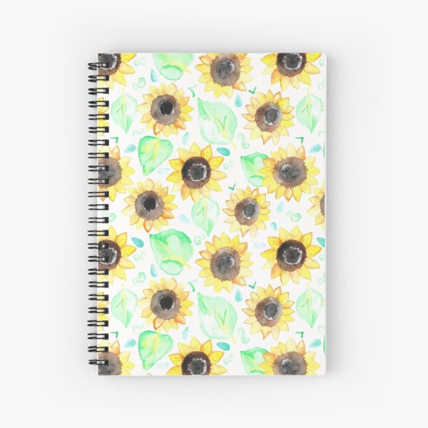 Cheerful Watercolor Sunflowers Spiral Notebook