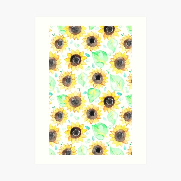 Cheerful Watercolor Sunflowers Art Print