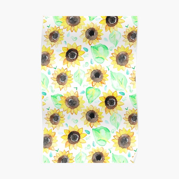Cheerful Watercolor Sunflowers Poster
