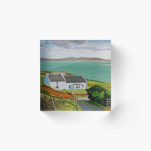 House By The Red Wildflowers Acrylic Block