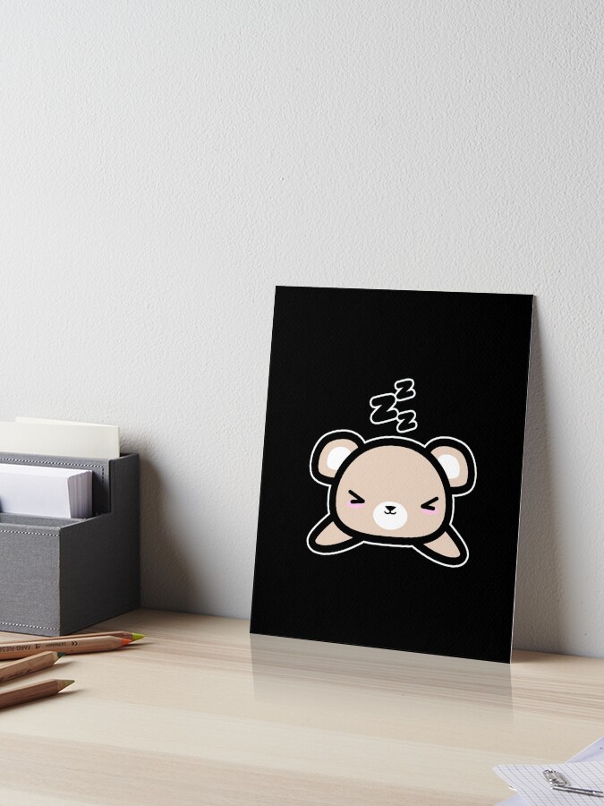 Cute Sleeping Bear Kawaii Style Drawing Gift Poster by Niks Shop