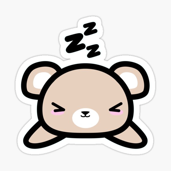 Cute Sleeping Bear Kawaii Style Drawing Gift Poster by Niks Shop