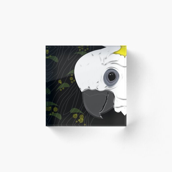 Cockatoo with Wattle Acrylic Block
