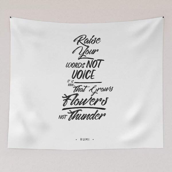 Item preview, Raise your words, not voice 01 - Rumi Quotes - Typography - Black and white - Lettering designed and sold by Studio Grafiikka.