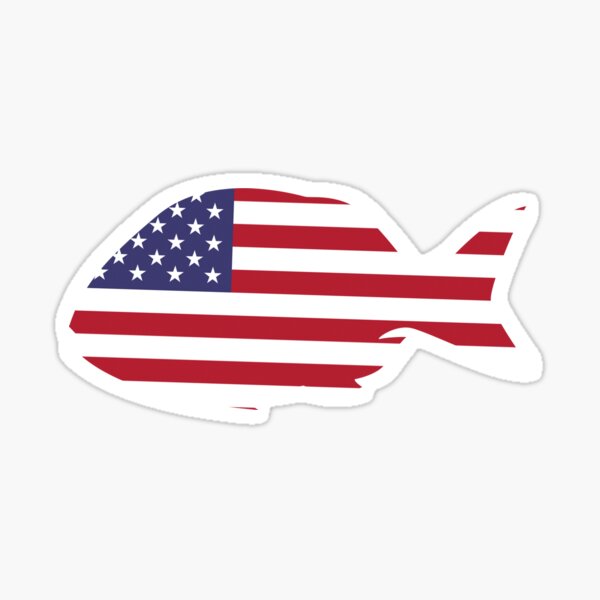 Fisherman Christmas Fishing American Flag USA Patr' Sticker