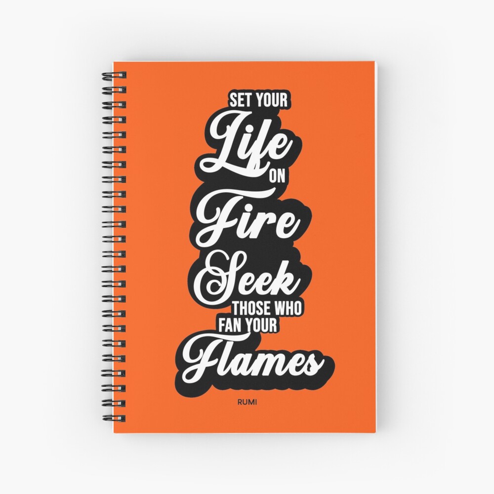 Carnet Cartonne Mettez Votre Vie En Feu Citations Rumi Typographie Retro Par Shrijit Redbubble