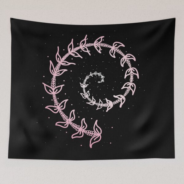 Item preview, A Pretty Pale Pink Spiral of Leaves on Black Background designed and sold by Karen McFarland.
