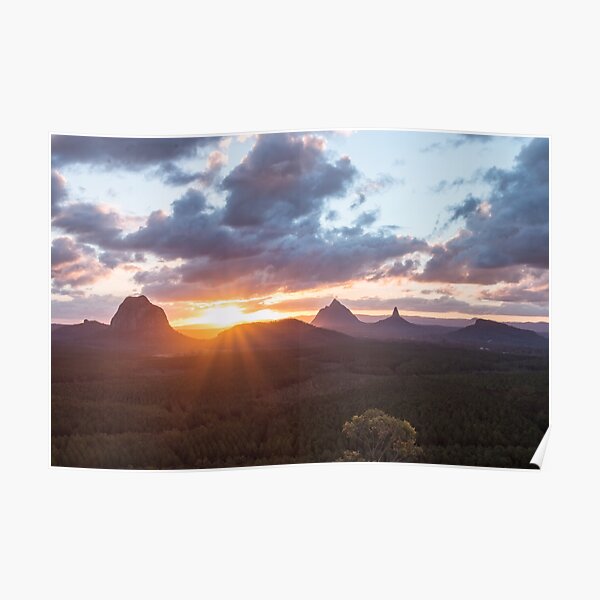 Glass House Mountain Sunset Poster