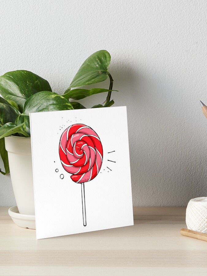 Spiral striped colorful lollipop with outline. Hand-drawn