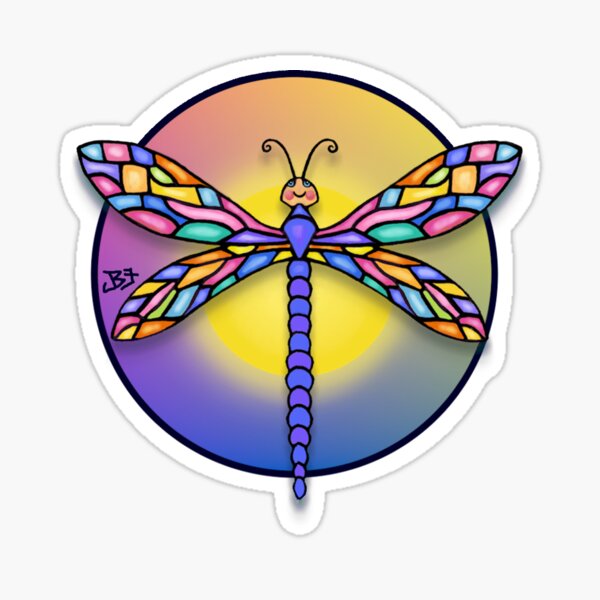 A Happy Dragonfly Sticker