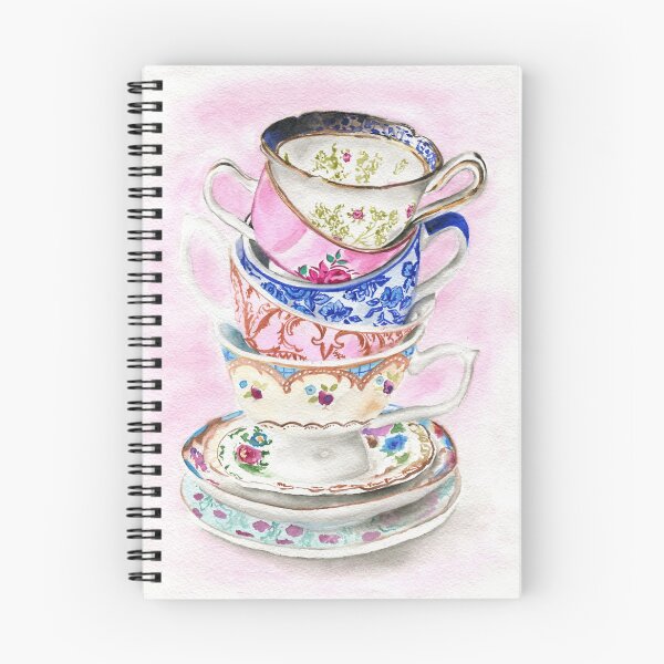 Item preview, Watercolor beautiful cups tower illustration. designed and sold by samarithaine.