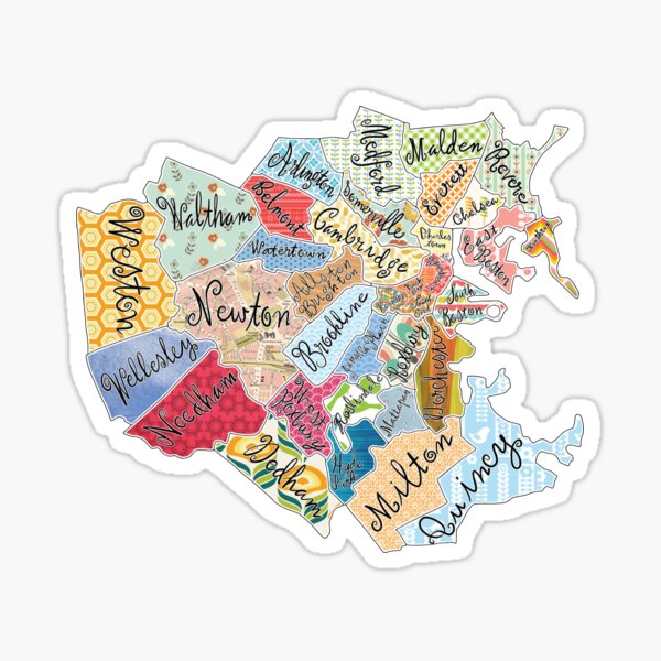map of boston and surrounding towns Sticker