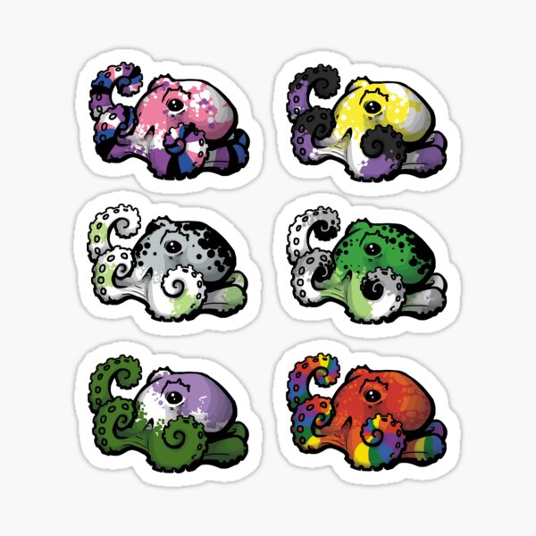 Item preview, LGBT Octopi Stickers (sheet 2) designed and sold by blockmind.