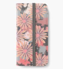 Painterly flowers in pink, cream and grey iPhone Wallet/Case/Skin