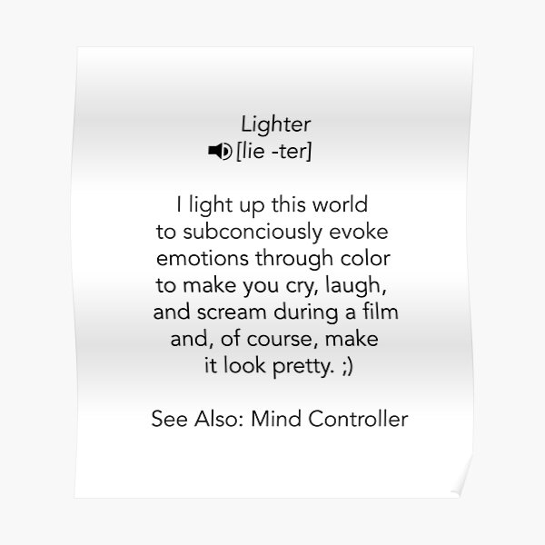 "Define Lighter" Poster for Sale by jctools Redbubble