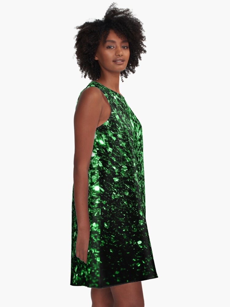 green glitter dress