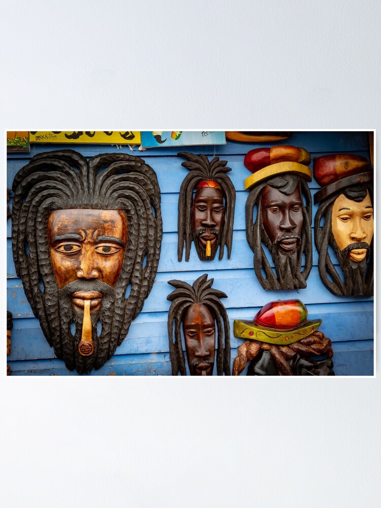 "Artwork of Jamaican people. Wall Art wood carvings." Poster for Sale