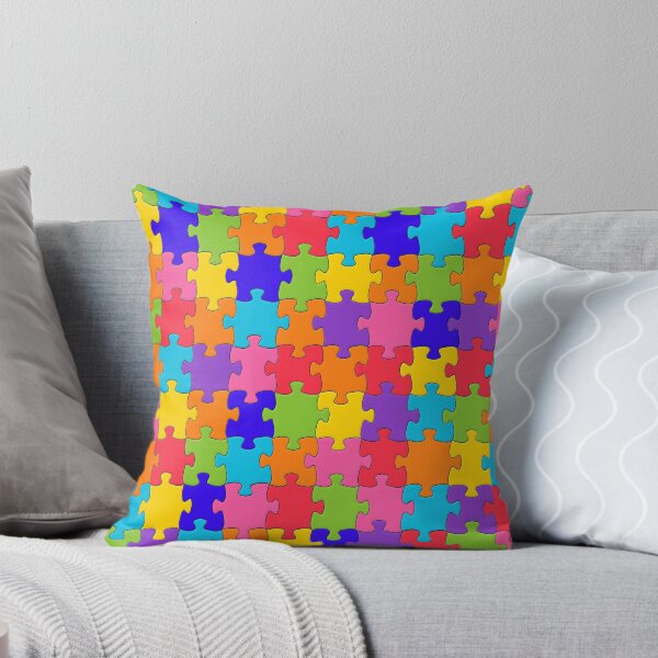 Colorful Jigsaw Puzzle Throw Pillow