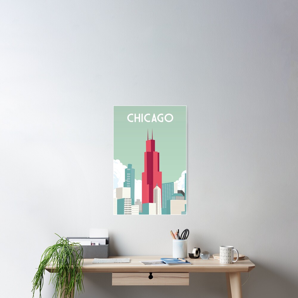 "Chicago illinois Vintage Travel Poster Chicago poster City poster
