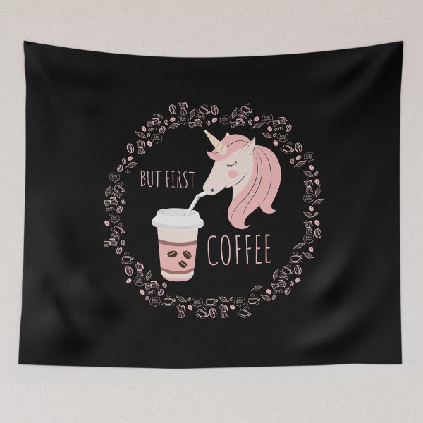 Item preview, But first coffee unicorn coffee fun gift designed and sold by Damn Fine Arts.