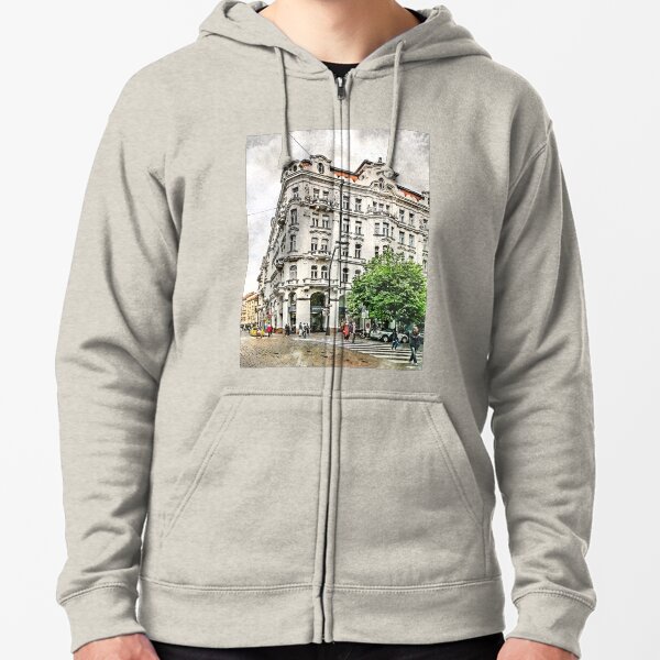 Praga checo-Sudadera de Algodón Gris Nuevo