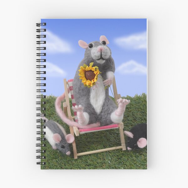 Item preview, Grey Berkshire Rat and Friends - Needle Felted Rat Sunbathing on a Deck Chair designed and sold by WolfySilver.
