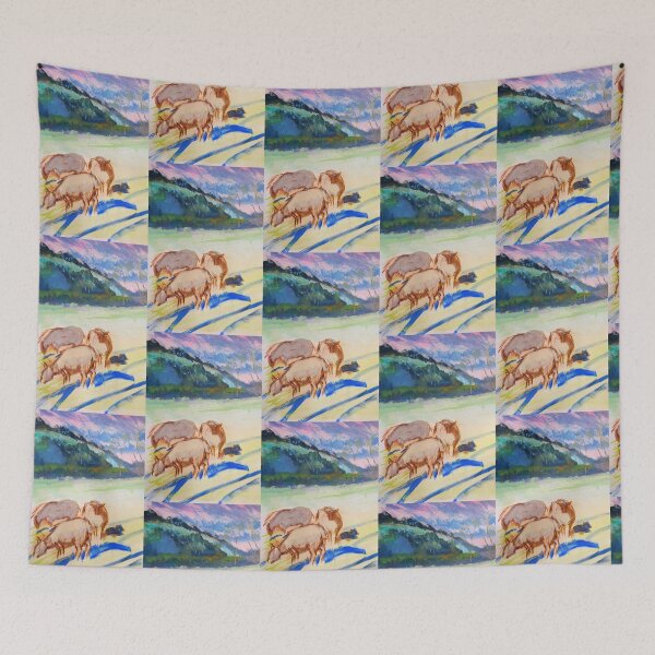 Item preview, English landscape and sheep painting with eerie light in Devon designed and sold by MikeJory.