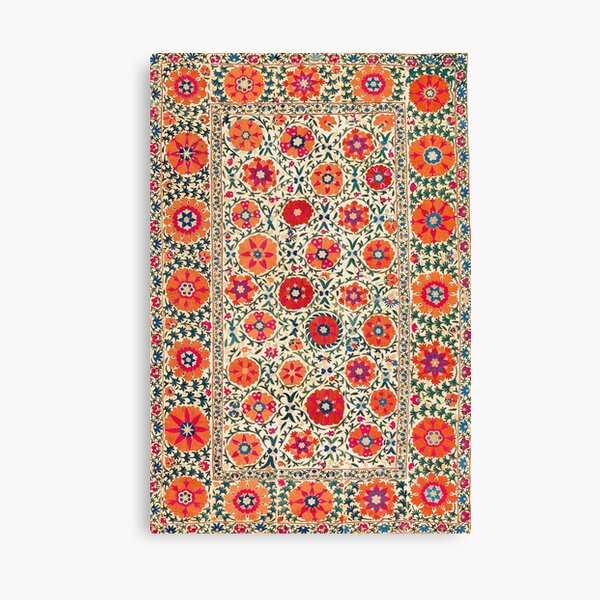 Kermina Suzani Uzbekistan Embroidery Print Canvas Print