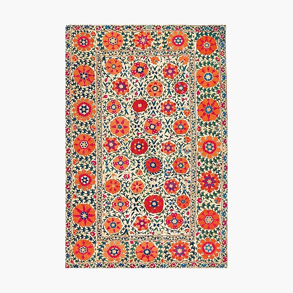 Item preview, Kermina Suzani Uzbekistan Embroidery Print designed and sold by Vicky Brago-Mitchell®.