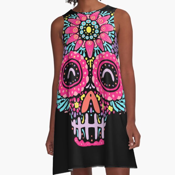 Sugar Skull Kawaii A-Line Dress