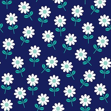 Artwork thumbnail, Spring Daisies on Navy Blue by Daisy Beatrice