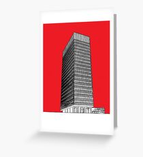 Sheffield University Arts tower - red Greeting Card