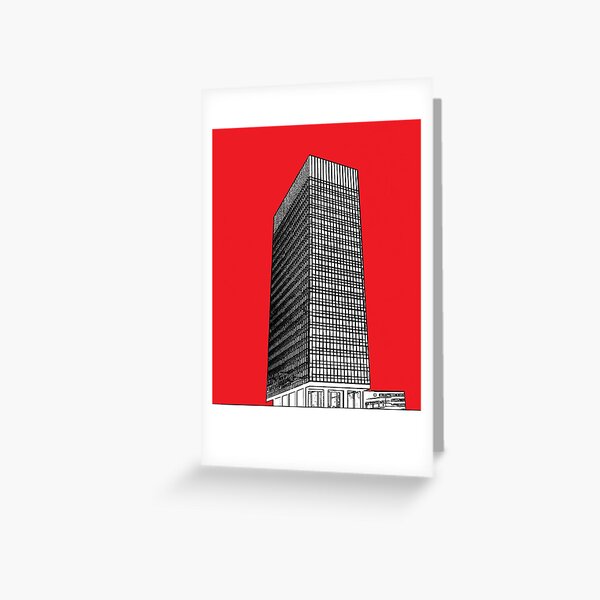 Sheffield University Arts tower - red Greeting Card