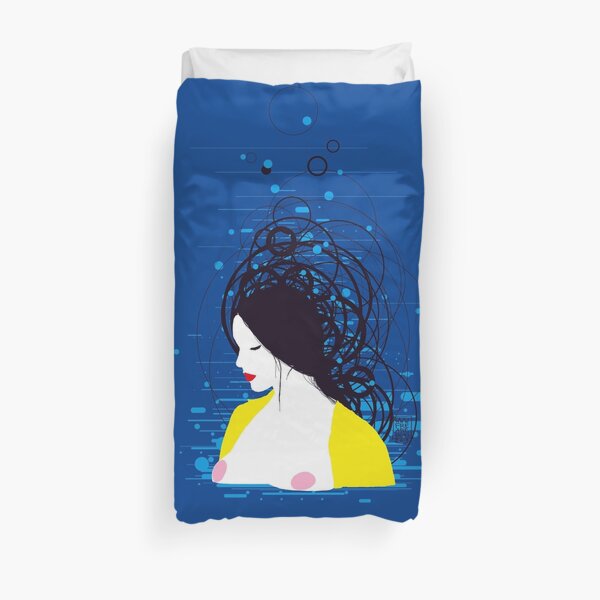 thinking in the water Duvet Cover