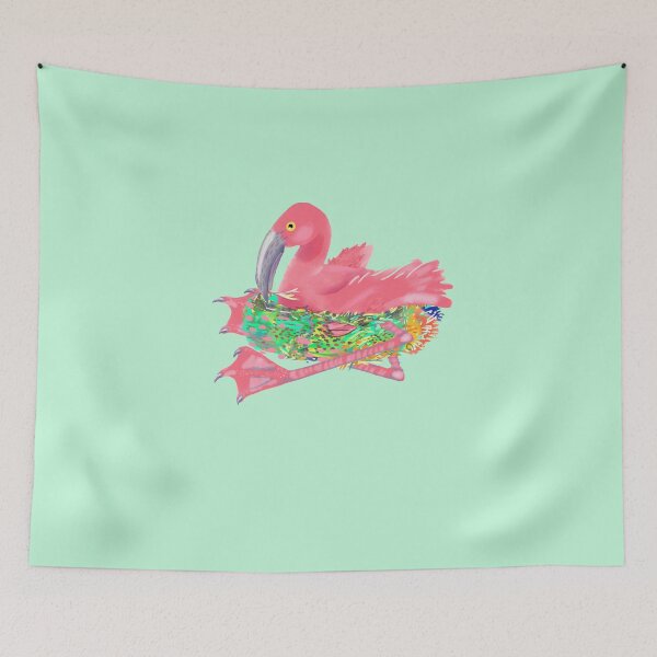 Item preview, How to make a perfect nest -- Gather random crap and mix it with magic.  Frank the Flamingo is Nesting. Flamingo Nest designed and sold by mspdgtt.