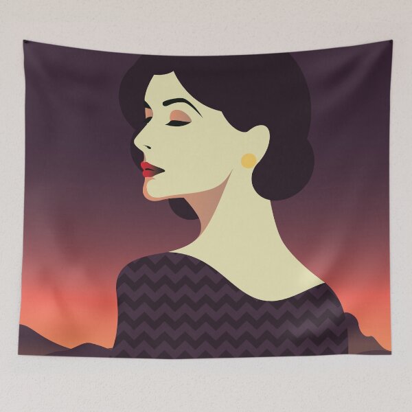 Item preview, Art Deco A Sleeper`s Retro Girl Posing Country Side Sunset Vintage Style designed and sold by 108dragons.