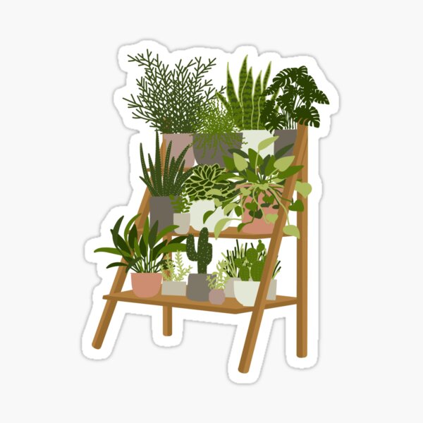 Plant Filled Ladder Shelf Sticker