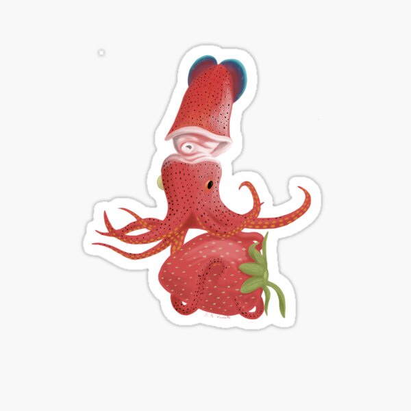 Strawberry Squid Sticker
