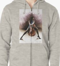 Tranquil Cellist Zipped Hoodie