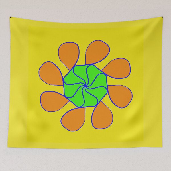 Item preview, Orange and green circular motifs on a yellow background designed and sold by Tony  Ruther.
