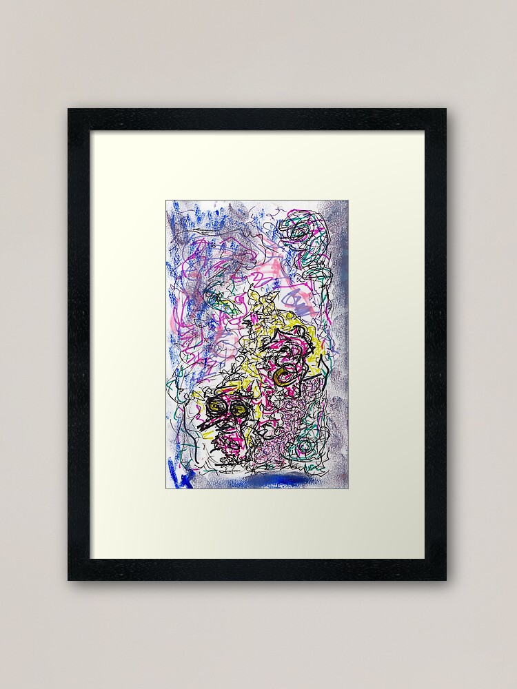 Alternate view of fizzy - mixed media abstract, ink and oil pastel Framed Art Print