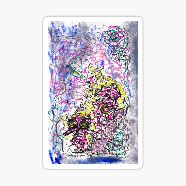 fizzy - mixed media abstract, ink and oil pastel Sticker