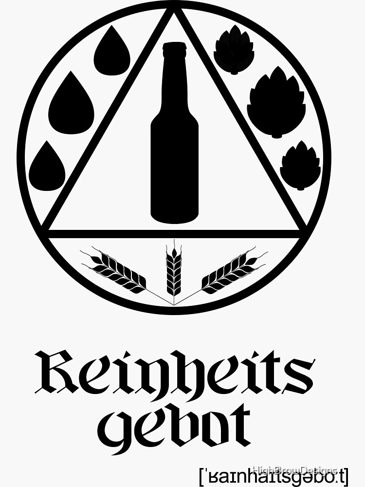 "German Beer Purity Law Reinheitsgebot White" Sticker for Sale by HighBrowDesigns Redbubble