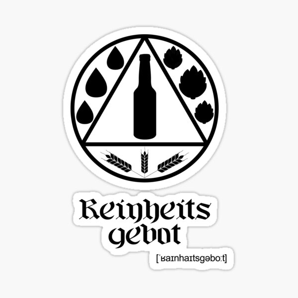 German Beer Purity Law Reinheitsgebot Black Sticker