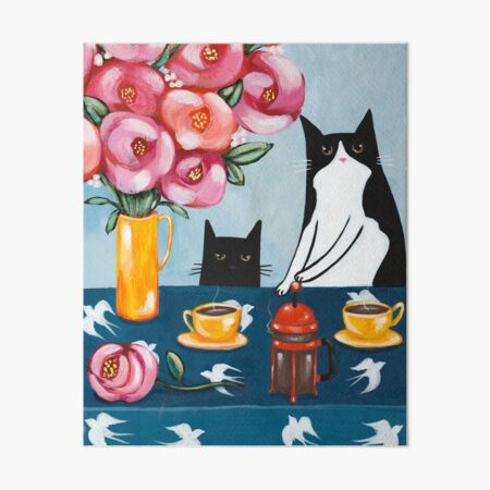French Press Coffee Cats Art Board Print