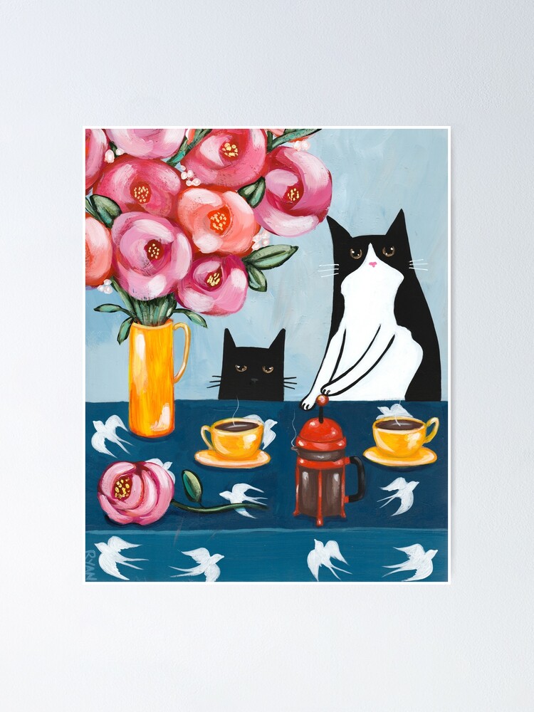 Alternate view of French Press Coffee Cats Poster