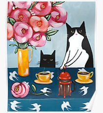 French Press Coffee Cats Poster